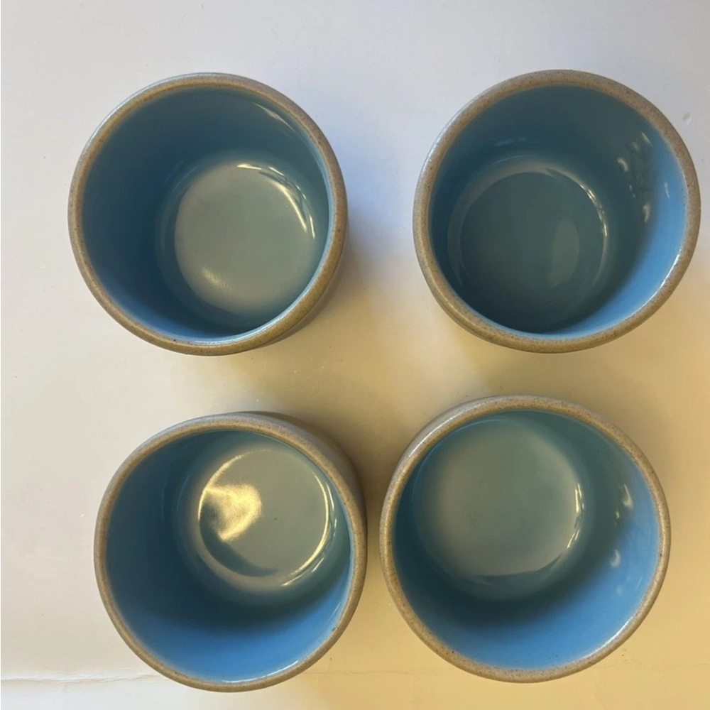 Vintage The Pigeon Forge Pottery Dogwood Cup 2" Tan And Blue Set Of 4 Pre-owned - Picture 6 of 6